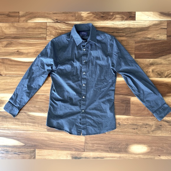 Apt 9 Premiere Flex Slim Fit Blue Button Down Dress Shirt size Small - Picture 1 of 3